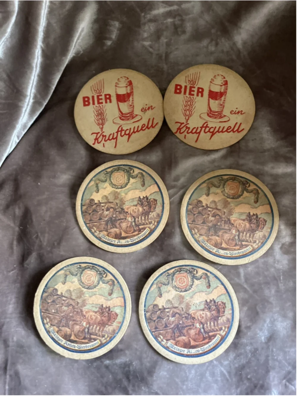 Vintage DAINZER AFTIEN-BIERBRAUEREI Cardboard Coaster COLLECTIBLE 6 TOTAL , SEE